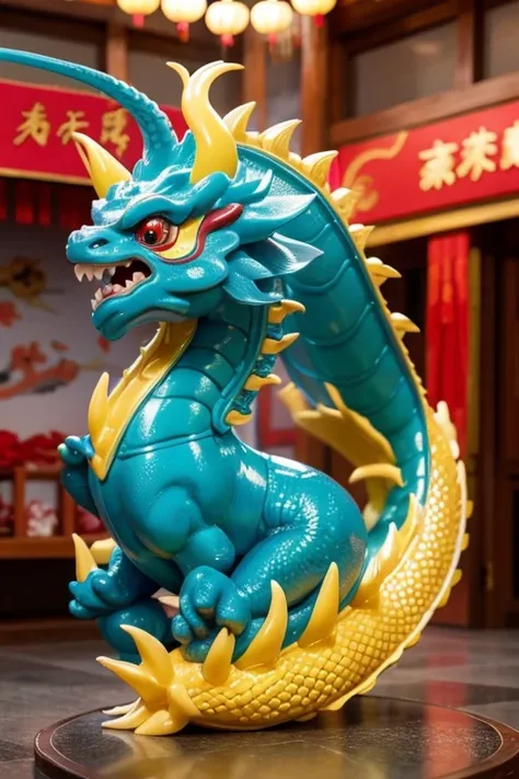 chinesedragon，adolable，clean backdrop，detail-rich，Chinese texture，Bubble Mart，China-style，blindbox