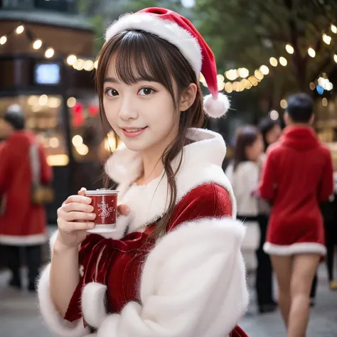 tre anatomically correct,Masterpiece of,High image quality,(Red costume),(Cute Santa Claus costumes:1.5),(The material of the costume is fine velvet:1.4), (The white fur part of the costume is mink, Accentuate the fluffiness:1.4),(Random posture:1.4),Profe...