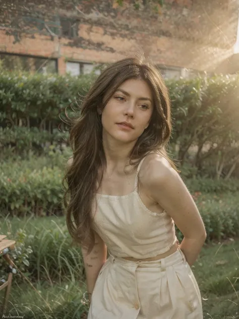 There is a woman standing in a field with a mountain in the background, Alpine girl, Giovanna Recalo, A mountain that looks like women, Young Woman INFP, Inspired by Elsa Blida, Album art, Magdalena Radzij, Alexandra Waleszewska, Mylene Farmer, Anna Nikono...