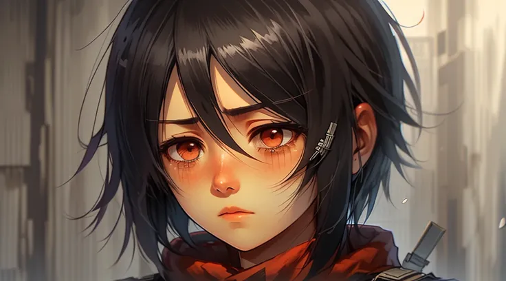 Mikasa llorando triste