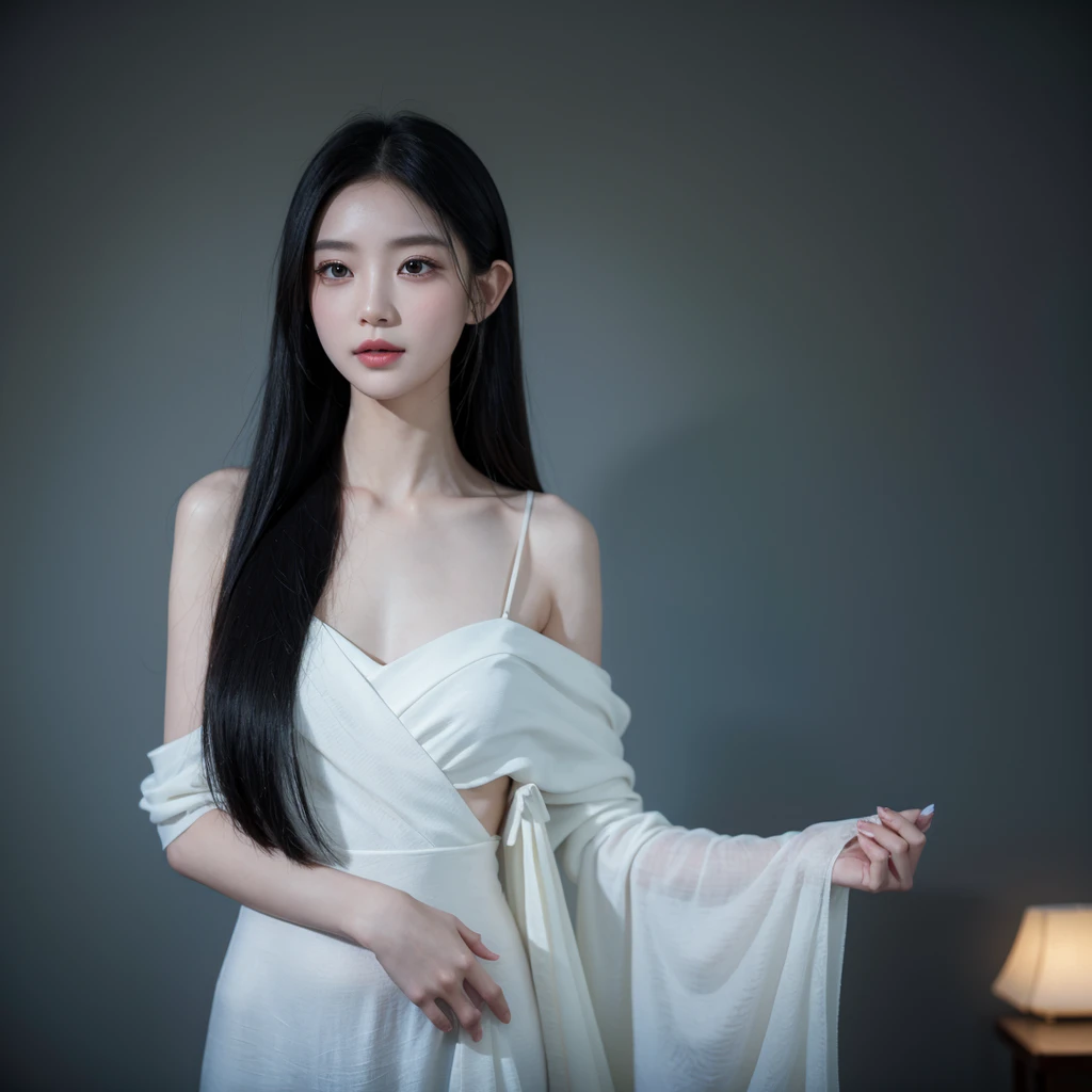 In the dark，A peerless beauty looks particularly mysterious and exciting。She is tall and elegant，Like a gentle lily，Blooming a dazzling light in the darkness。

Her skin was as fair as snow，As if being gently passed by the moonlight。The faint light illumina...