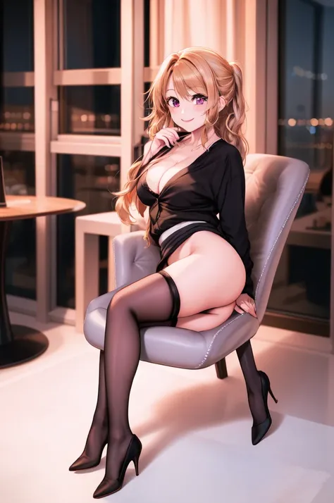 anime, beautiful face, highly detailed face, 2 accurate legs detailed eyes, highly detailed background, perfect lighting, accurate arms, accurate hands, accurate fingers, full body, 1girl, solo, ruby hoshino, oshi no ko, indoors, detailed heels, black deta...