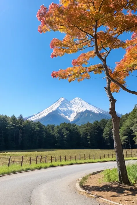 yuki,pale,幻想的なlandscapes,yuki山,landscapes,Crystal clear sky,beatuful nature