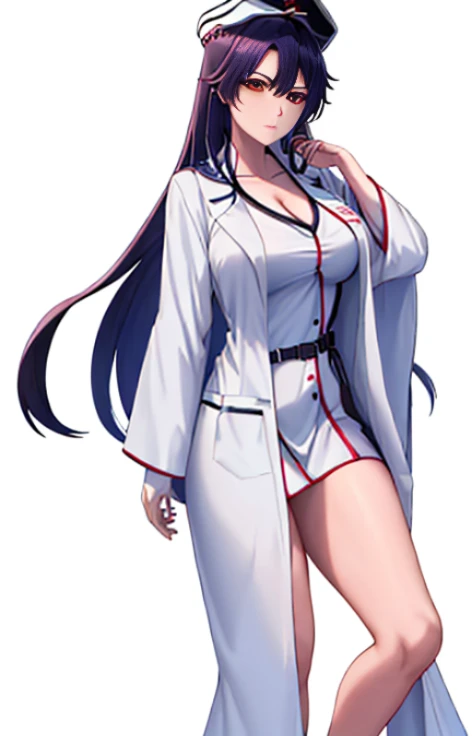 Image of a woman wearing a lab coat and pants, Bring your thighs together, 暴露of clothes, ((wearing aristocrat robe)), sunken knees, professor&#39;of clothes, Put on a lab coat和衬衫, Close-up of the bottom of the fuselage, offcial dress&#39;decelerate, black-...