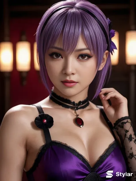 "AYANE" (best quality,ultra-detalhado,Realistic:1.37), retrato, Detailed eyes and facial features, textura de pele delicada e suave, Corpo Perfeito, textura ultra realista, maquiagem perfeita, maquiagem vermelha nos olhos, batom vermelho,  expression serio...