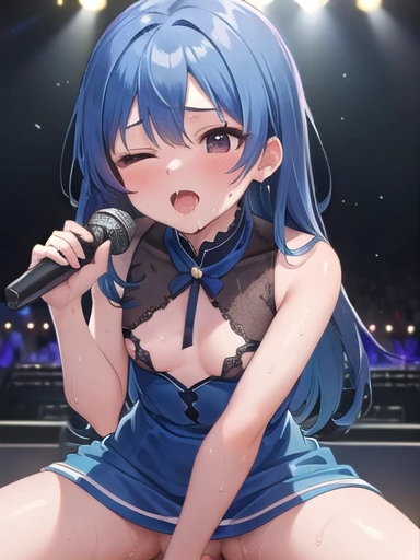 nsfw,(super fine illustration,8K CG wallpaper,best quality,extremely detailed,ultra high res,best aesthetic),(cowboy shot,from front),1girl ,idolmaster, {{{chihaya kisarahi}}}, (30yo,beautiful girl),(((beautiful black eyes))),(((beautiful deep blue hair)))...