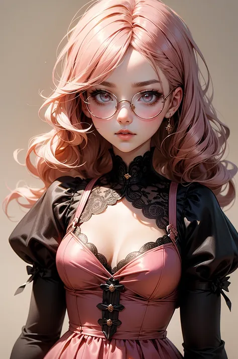 Anime girl tuxedo with curly rose gold hair and round gold glasses, rose gold eyes. Guviz style art, attractive detailed art style, Charlie Bowater Style, 1 7 - year - old cute anime girl, detailed manga style, detailed anime character art, germ of art. Hi...