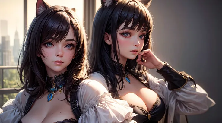 Cinematic footage, full medium closeup, a gorgeous 18-year-old kemonomimi woman soft pale skin, cute and youthful face, well-defined eyebrows, delicate nose, plump and round lips, ultra-detailed,  

photo-realistic, depth of field, cinematic lighting, IMAX...