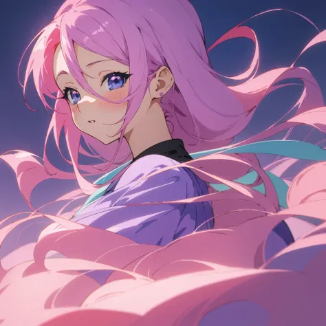 Anime girl with pink hair and blue eyes in a purple dress, Anime art wallpaper 8k, anime art wallpaper 4k, beautiful fantasy anime, anime art wallpaper 4k, anime wallpaper 4k, anime wallpaper 4 k, Detailed Digital Anime Art, anime fantasy artwork, Beautifu...