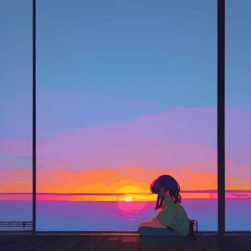 (((lofi aesthetic))), lofi aesthetic scenario, lofi vibes, cozy, summer, warm colors, lofi style, ((Lo-Fi artstyle))