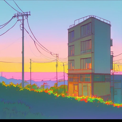 (((lofi aesthetic))), lofi aesthetic scenario, lofi vibes, cozy, summer, warm colors, lofi style, ((Lo-Fi artstyle))