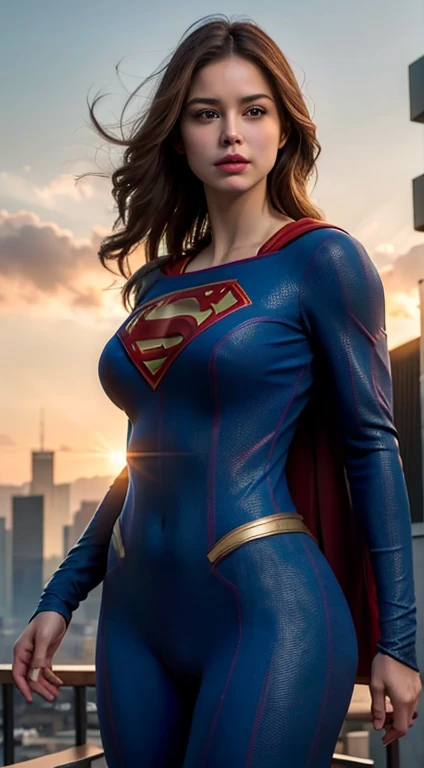 half-length,1girl,(Perfect figure,be tall and slim),solo,standing,(outdoor:1),sky,Focus on the face,Beautiful face,Detailed delicate young face,supergirl, (Super girl suit:1.5),Jumpsuit,(huge breasts,Big tits,Big breasts:1.3),thigh gap,camel toe
realistic ...