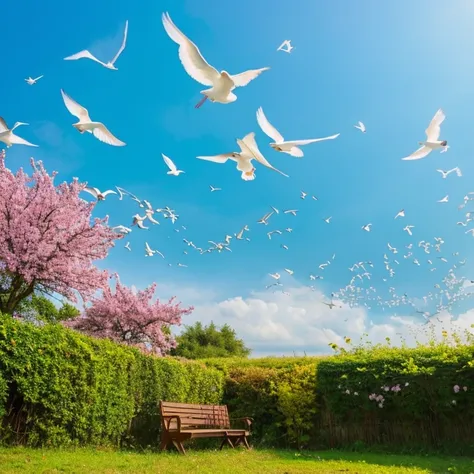 Beautiful nature with many birds