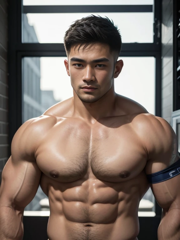 Masseter muscle film、well built、Asian people、male people、25 age old、gay twinks、underdressing、cool guy、musculous、The eye、short detailed haide in and out、NSFW、Large size、Authentic texture、barechested、large bulge、Rugby player