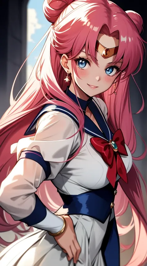 Kizi, nur:
Stil: Anime (Sailor Moon)
Quality: Graceful
Quality: Compassionate hair: lang, flowing hair in a vibrant shade of red, with two cute buns on top of the eye color: large, funkelndes blaues Augen-Outfit: Wears the iconic Sailor Moon uniform, consi...