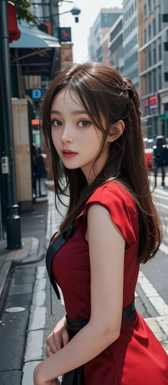 hight resolution，
1 beautiFul young woman，
（SoFt saturation：1.3）， （Fair skin：1.2），
Wear red clothes，
85mmレンズ，F/8.0，
background
Gare，
brown haired，
medium breasts⁩，

thunder

（China Street：1.3），
1girll，18year old，（Porcelain dress：1.5），Side Tie Peak，（Porcela...