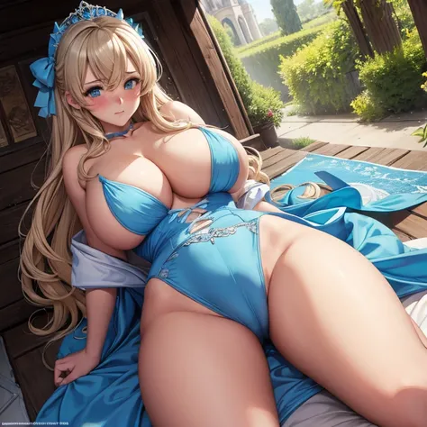 Embarrassed blushing Cinderella naked hiding her tits