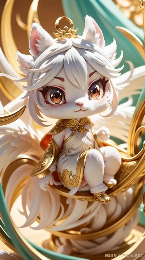 chinese dragon, furry, fluffy, gradient color ((best quality)), ((masterpiece)), ( extreme detailed, highest detailed, official art, beautiful and aesthetic:1.2),  depth of field, composition FULL BODY, (CHIBI),, (beautiful and detailed eye:1.3),(very happ...