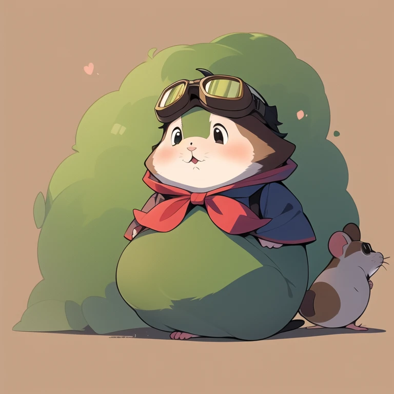 ((boy hamster, chubby, goggles on forehead, animal solo, hamster focus, full body)), cute, cool, red neckerchief, adventurer, best_quality, design, hires, highly detailed