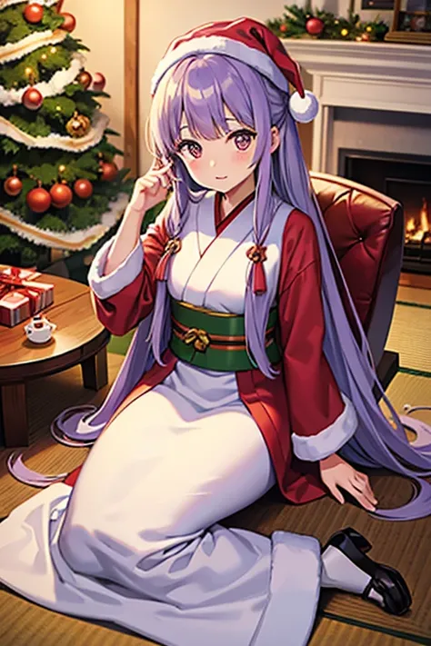 Japanese Santa Girl, Very long hair, lavender color., Christmas Tree