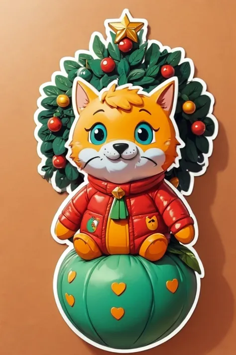 Sticker design, christmas Sticker, (Christmas costume:1.2), Christmas elements, Funny, cute, humorous, 3D cartoon, by Richard Scarry, enhance, intricate, (masterpiece, Representative work, official art, Professional, unity 8k wallpaper:1.3)