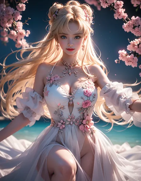 tmasterpiece，Highest image quality，super detailing，Best quality ,Extremely Delicately Beautiful, Very meticulous,Best quality, offcial art, extremely detaild的 CG unified 8k wallpapers, portrait photo of, The most beautiful look，blond hair blue eyes，Radiant...