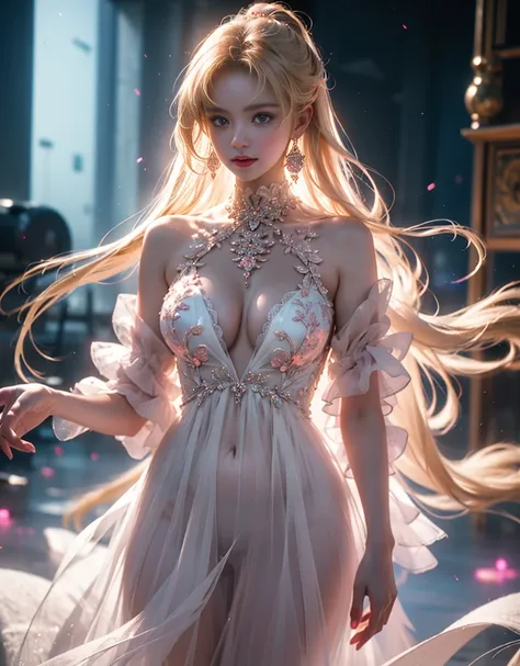 tmasterpiece，Highest image quality，super detailing，Best quality ,Extremely Delicately Beautiful, Very meticulous,Best quality, offcial art, extremely detaild的 CG unified 8k wallpapers, portrait photo of, The most beautiful look，blond hair blue eyes，Radiant...