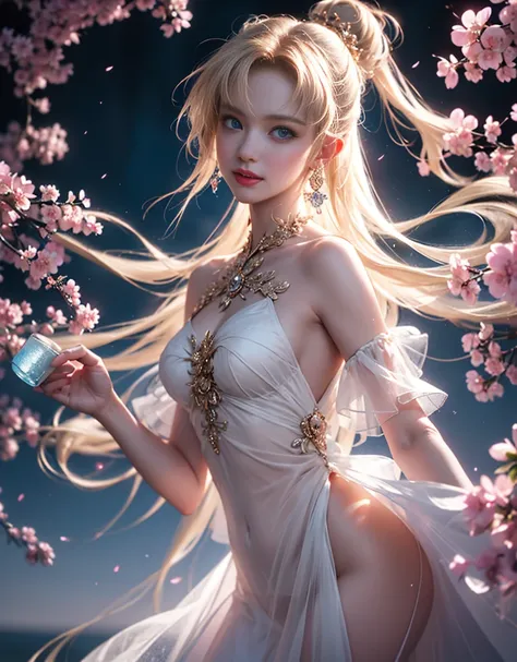 tmasterpiece，Highest image quality，super detailing，Best quality at best ,Extremely Delicately Beautiful, Very meticulous,Best quality at best, offcial art, extremely detaild的 CG unified 8k wallpapers, portrait photo of, The most beautiful look，blond hair b...