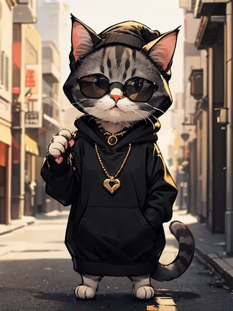 cat wearing a black knitted hat ,Cat street costume wearing black sunglasses, Beautiful digital art, Adorable Digital Paint, furry art, Hairy Artist, awesome cat,Anthropomorphic cat, cat wearing a black hoodie, Beautiful detailed digital art, Furry cat, ka...