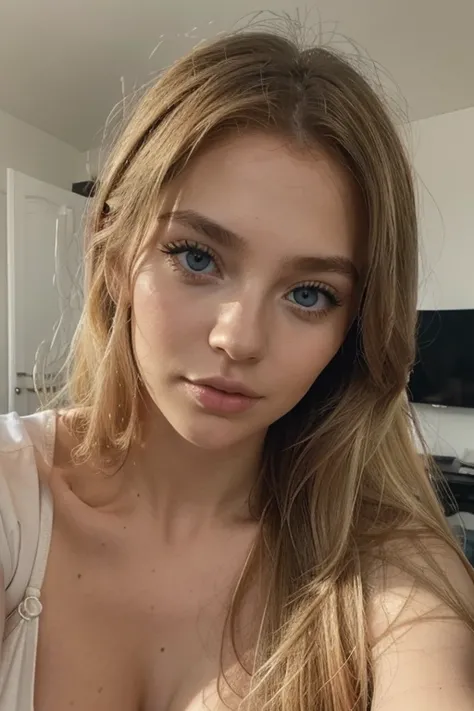 with blue eyes, blondes langes Hair, portrait sophie mudd, Portrait de Corinna Kopf, blonde hair and large eyes, Selfie einer jungen Frau, ohne Make-up, Natural makeup, Blick direkt in die Kamera, Gesicht mit Artgram, dezentes Make-up, Great portrait photo...