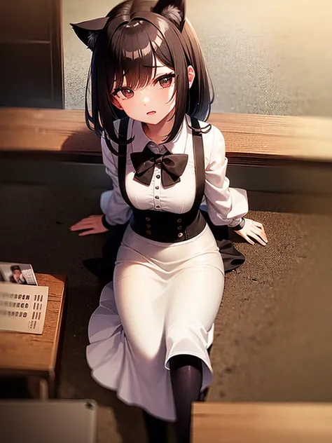 Guy and girl are best friends, They look about 20 years old, they are sitting in the library. The guy has short black hair and is wearing a school uniform....., the girl has long brown hair and gray eyes, dressed in a maid uniform and with cat ears. The gu...