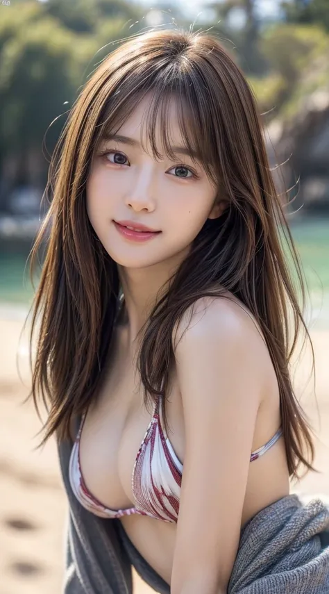 (8k,masterpiece, RAW photo,best quality:1.4),(photo realistic:1.2),(extremely detailed face),(shiny skin),(detailed skin),(detailed face),(extremely beautiful face),1girl,looking at viewer,Japanese idle(actress), brown hair,medium hair,straight hair,asymme...