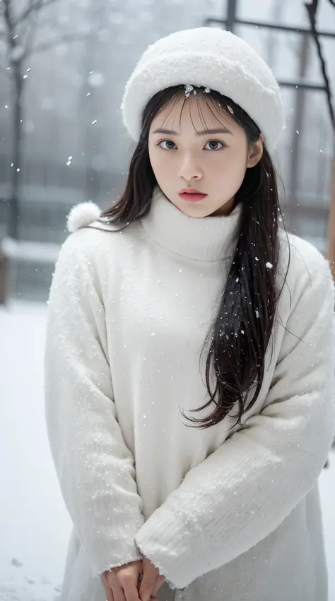 (8k、top-quality、Masterpiece、超A high resolution:1.2) ( (Gloomy winter snow:1.4) Beautiful Japan Pictures of Women