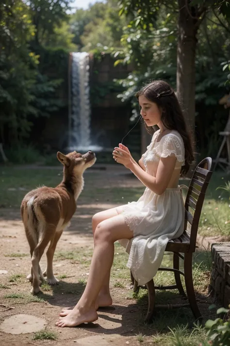 Illustration for a fairy tale about a girl who talks to animals