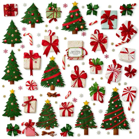 Christmas stickers，super complex，quality，Christmas tree，As estrelas，elk，gifts，lamp lights，waxy candles，Loves，Sweets and snacks，candy cane，pompons，the bow