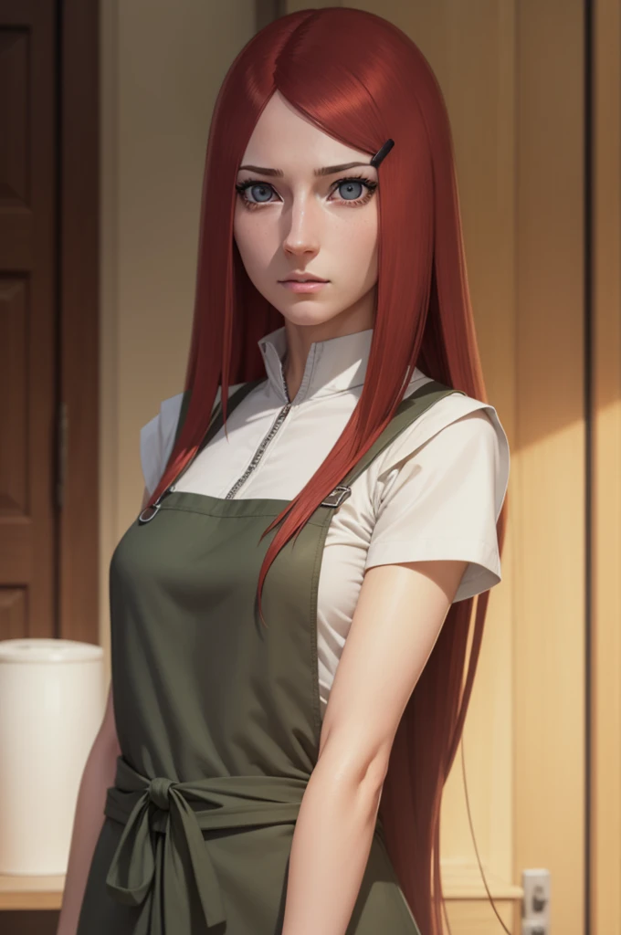 kushina, kushina, long hair, hair ornament, red hair,  red head, hairclip, (grey eyes:1.5),
break shirt, dress, jewelry, white s...