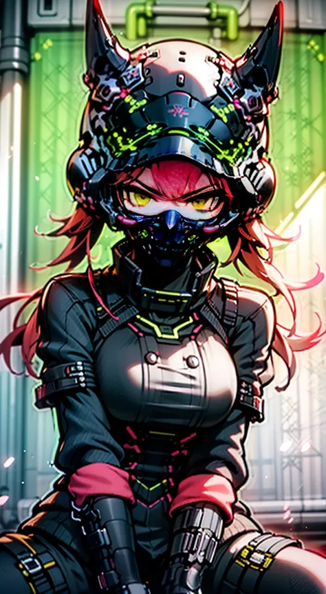 8K,Ultra Detail,ultra-quality,ultra precision,ultimate masterpiece,wolf Girl,big boobs,big Thigh,bomber jacket,long leather pants,long twin tail(blond)(innercolor of pink),cool Graffiti on the wall,Cyber punk mask,Theme of Cyber Punk,stylish crouching,