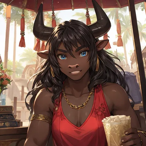 a minotaur， teens girl，Detailed character details