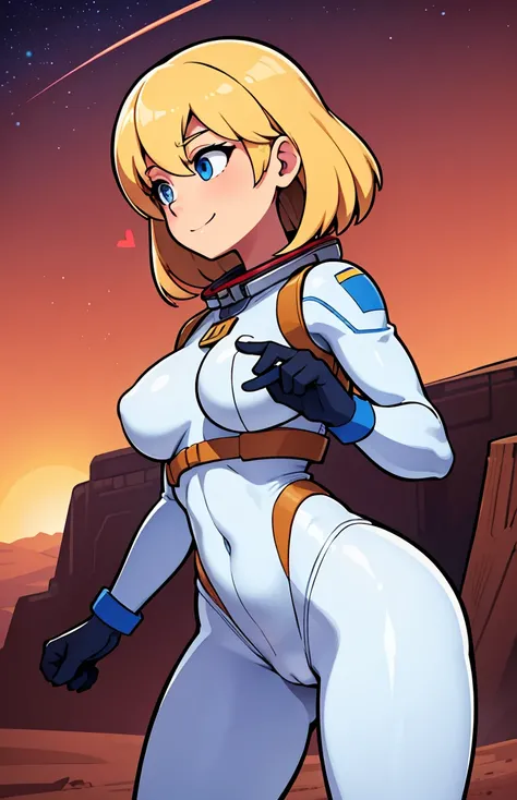 high res, 1girl, mature female, halfbody, blonde hair, medium hair, blue eyes, official astronaut suit unit, oxygen backpack, (astronaut helmet:1.0), outside on the surface of mars, canyons and desert,  beautiful background, perfect eyes, profiles, dynamic...