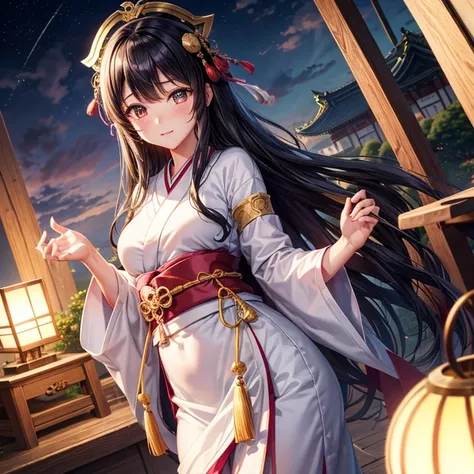 top-quality, hight resolution, 8K images,best qualtiy,hight resolution、A woman who is cute no matter who sees her、Tsundere、Heian period、,1girl in, 独奏, A dark-haired, Japanese hair、アニメ少女独奏、 Absolute area、Looking at the camera、(Illustration ratio:1.1)、is sta...