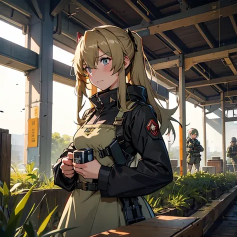 anime girl eating, canning、field food、combat ration、girls frontline style, from girls frontline, fine details. girls' frontline,...