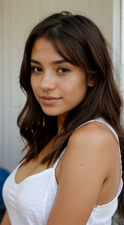 Young latina beautiful with freckles