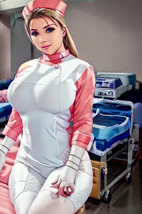 nurse uniform,hospital, latex nurse suit,nurses,busty,elbow gloves,labcoat,silverhair woman,azure eyes , gigantic boobs ,medical...