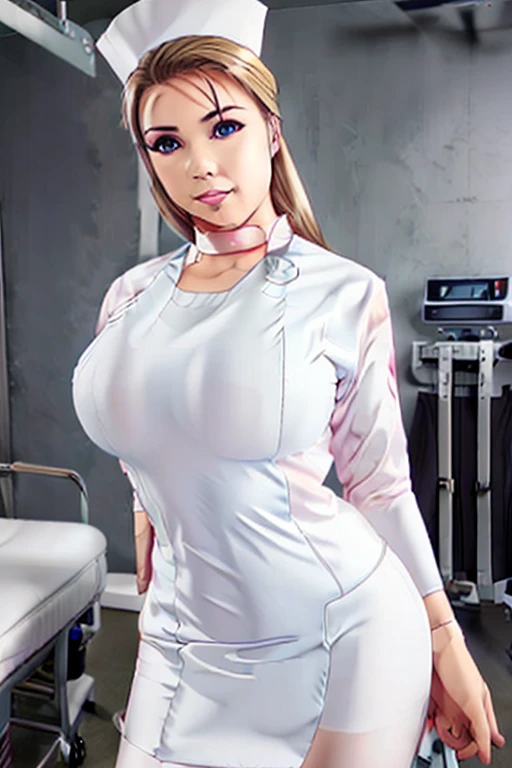 nurse uniform,hospital, latex nurse suit,nurses,busty,elbow gloves,labcoat,silverhair woman,azure eyes , gigantic boobs ,medical...