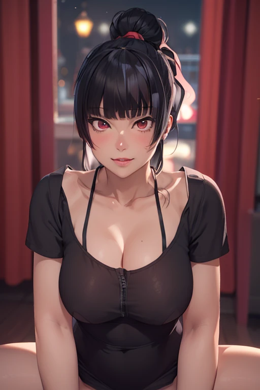 Nyotengu com vestido preto sensual e cabelo preto, personagem estilo Tekken, photorealistic anime girl rendering, 3d menina anime, 3d anime realista, Estilo anime 3D realista, anime estilo 3d, menina anime sedutora, arte cg anime suave, mulher bonita sedut...