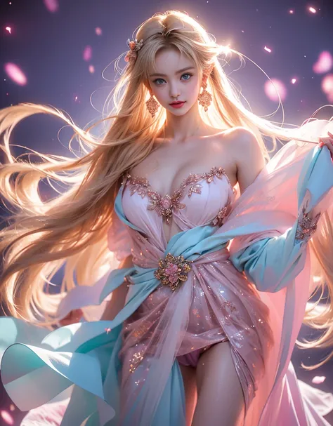 tmasterpiece，Highest image quality，super detailing，Best quality ,Extremely Delicately Beautiful, Very meticulous,Best quality, offcial art, extremely detaild的 CG unified 8k wallpapers, portrait photo of an, The most beautiful look，blond hair blue eyes，Radi...