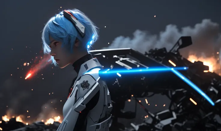 epic cg masterpiece, ayanami rei,highdynamicrange,digitaltm, manha, the sword that dances like a god charges into the battlefiel...