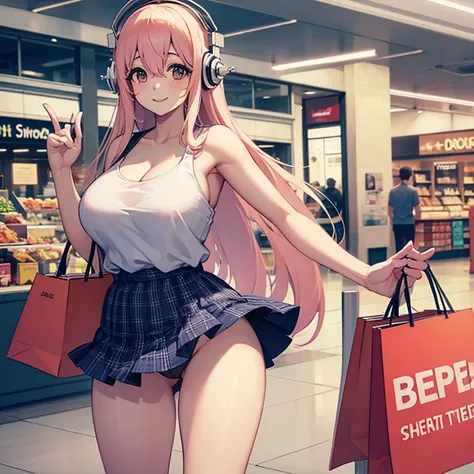 Super sonico , high quality , good hand , perfect face , big boobs ,standing split leg , 18 years old , 8k wallpaper , show pussy , smile , shopping mall , naked , bright day