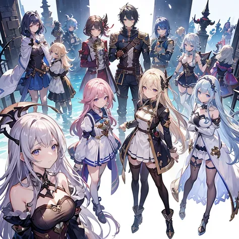 character designs、1人、full bodyesbian、to stand、is standing、Poses、Granblue Fantasy、The costume、magia、white backgrounid、boots、Character settings、Character Draft