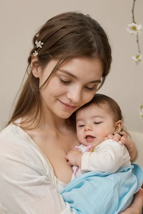 Here&#39;s your prompt for the illustration:

Draw a caring mother holding her baby in her arms. The mother should be smiling gently at the baby, while the baby looks at her adoringly. Make sure you capture the loving connection between the two characters....